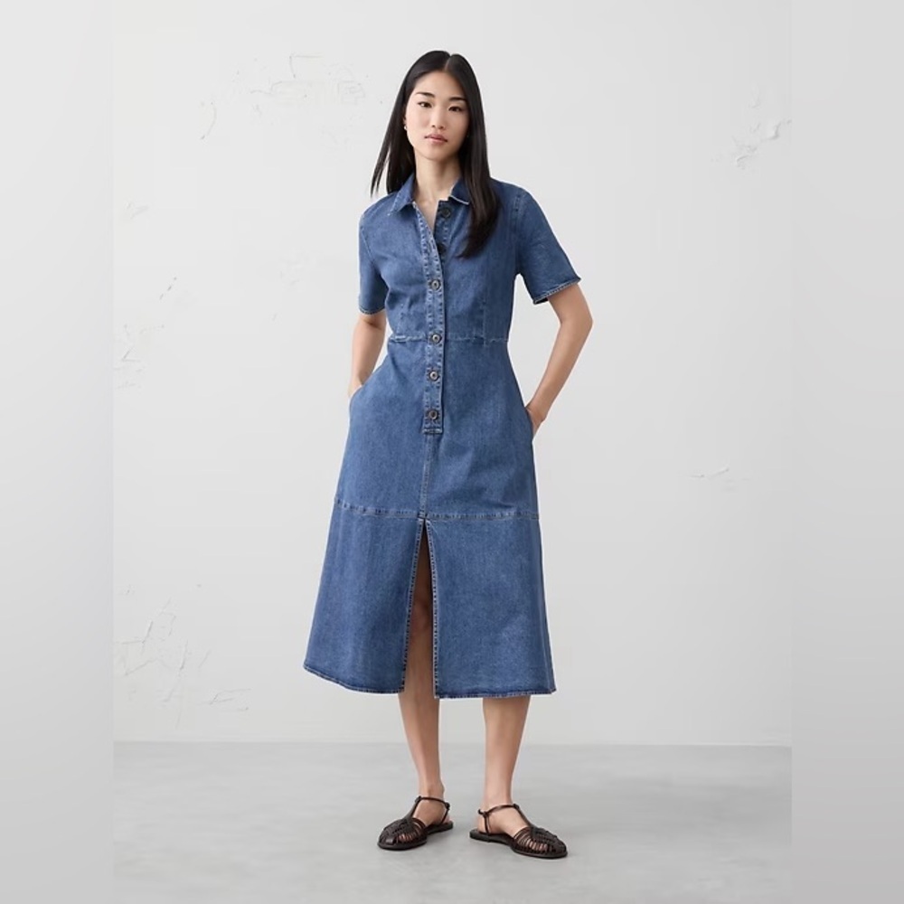 NWT! Banana Republic Collared Denim Midi Dress - Size XS 🌅4️⃣